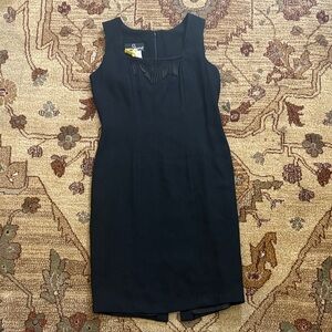 Vintage Carole Little beaded neck basic black dress made in USA